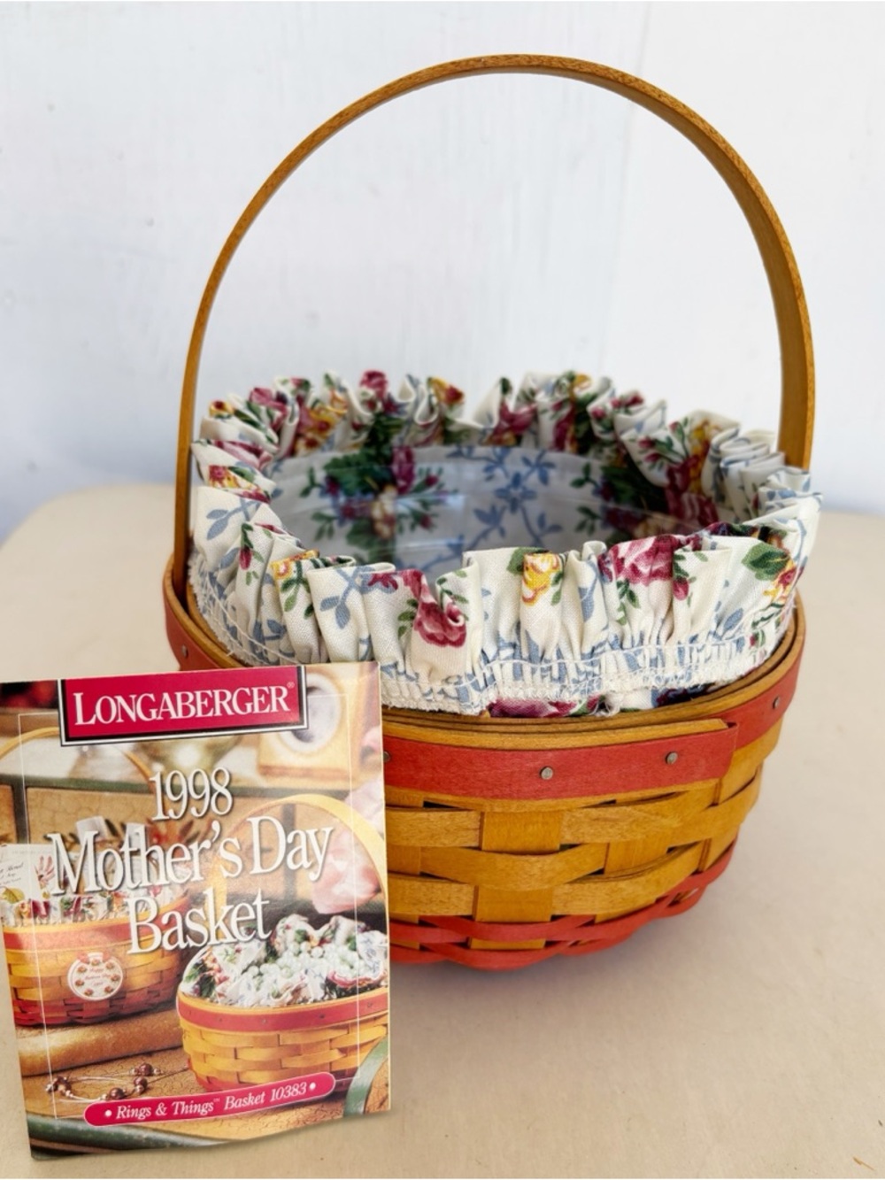 Longaberger 1998 Mother's Day Rings & Things Basket Liner Protector